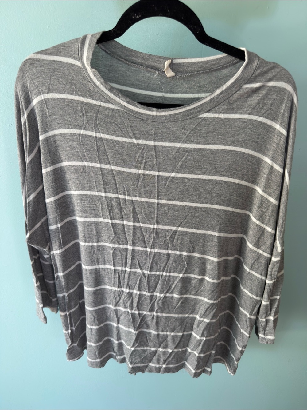 Pink Blush Women's Gray & White Stripe Relaxed Knit Top Size Large